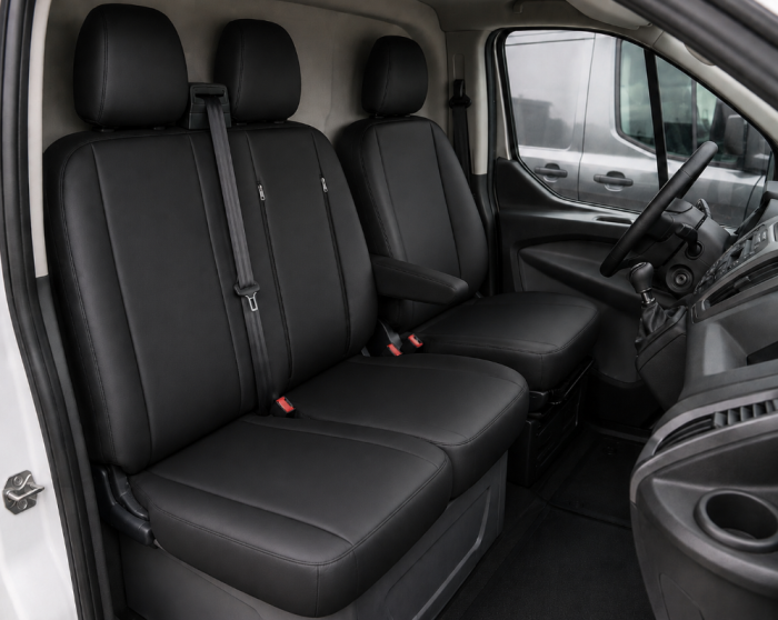 Set huse scaune dedicate FORD TRANSIT CUSTOM 2009+  Piele ecologica, Negru 2+1 [6]