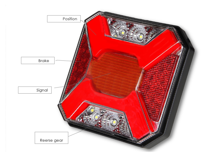 Set lumini de stop LED cu 4 funcții pentru remorcă / autoutilitară - marker neon, stop, semnalizare, marșarier, 12V [4]