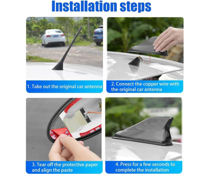 Antena auto activa tip shark fin cu amplificator integrat – universala, imbunatateste semnalul, Gri deschis [6]