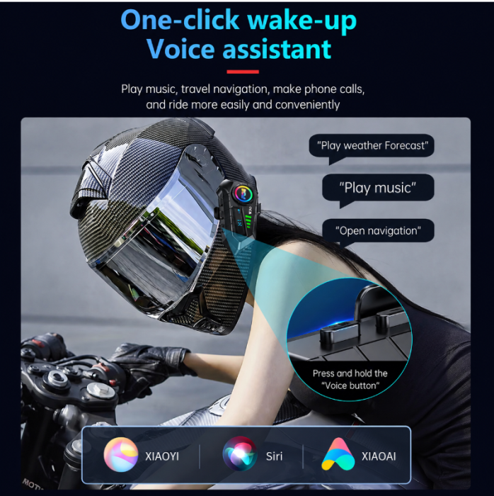 Set Intercomuri Moto pentru Casca Bluetooth 6.0, CVC + DSP, Display LED, IPX6, Baterie 1000 mAh [10]