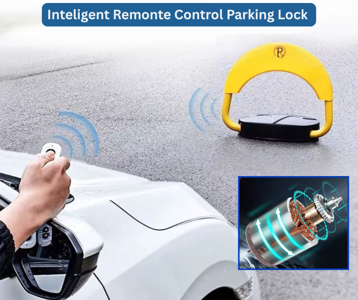 Blocator automat pentru locul de parcare cu telecomanda motor mare si puternic, 4 buc. baterii litiu-ion 3000 mAh si incarcator [3]