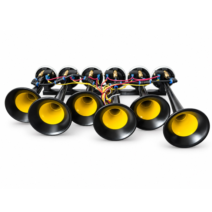 Claxon Muzical Pneumatic Basuri cu 6 Trompete, 20 Melodii, 12V/24V si Telecomanda Wireless [4]