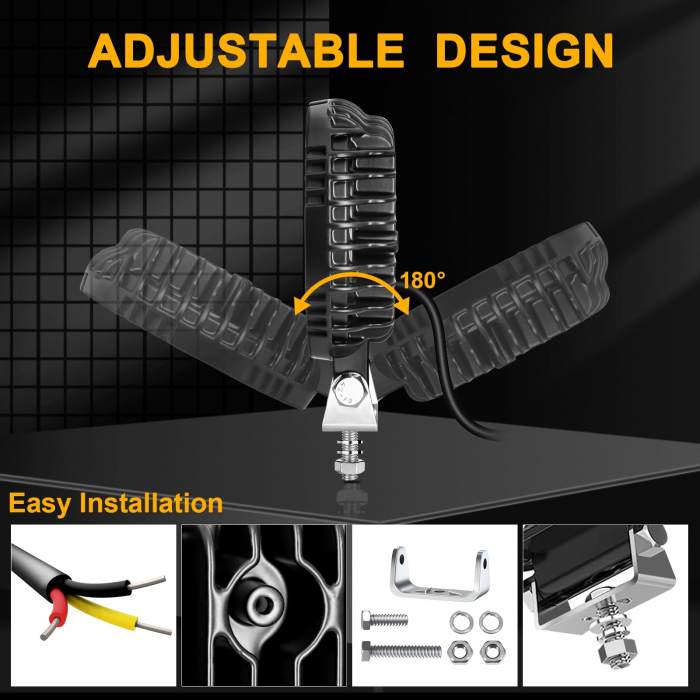 Proiector 8 LED Halogen cu Lumină Albă și DRL Portocalie, 9-30V, Rezistent la Apă IP68 [7]