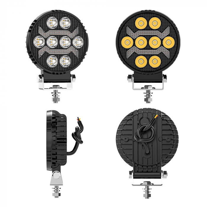 Proiector 8 LED Halogen cu Lumină Albă și DRL Portocalie, 9-30V, Rezistent la Apă IP68 [3]