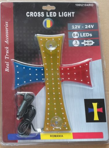Cruce luminoasă drapelul României 84 de LED-uri12V - 24V, dimensiuni 245 x 200 mm [2]