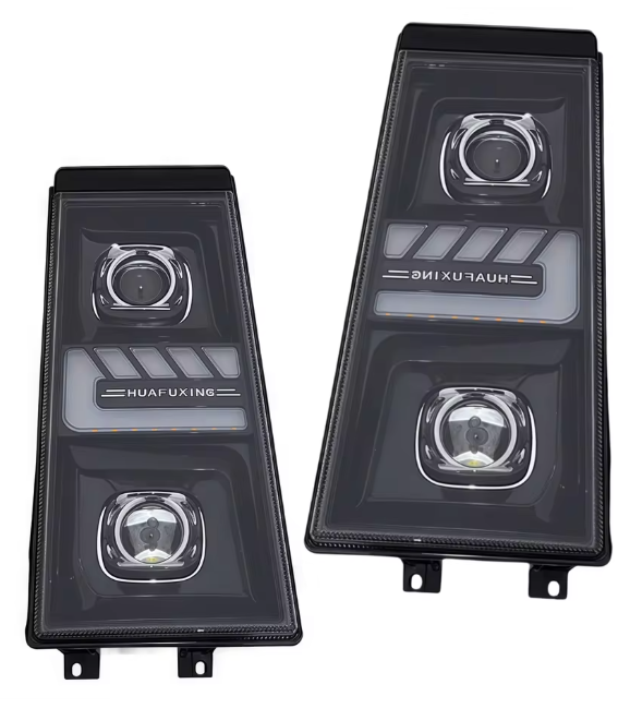 Set Faruri LED stanga + dreapta cu 2 lupe pentru Renault Premium II / DXi / Route / Distribution, 24V, DRL Alb-Portocaliu, Startup Effect [4]