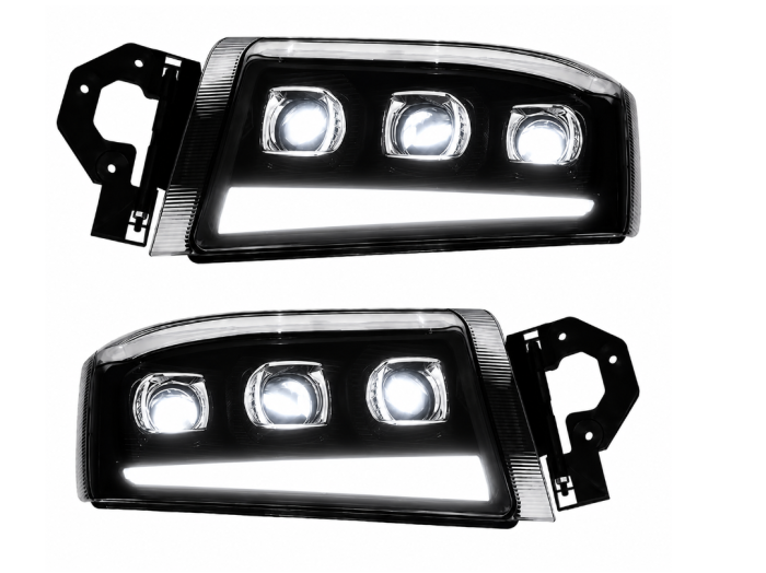 Set faruri LED  Renault Premium 24V – DRL Alb + Portocaliu, Startup Effect stanga + dreapta cu 3 lupe [3]