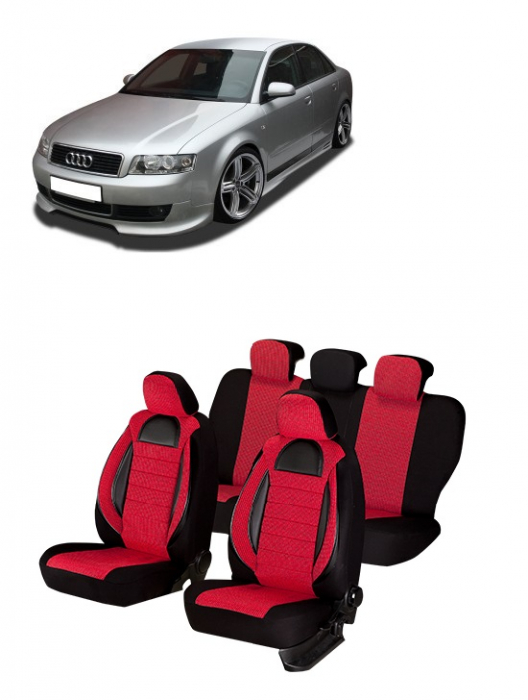 Set huse scaune compatibile Audi A4 B6 (2002-2008) Piele + Textil [1]