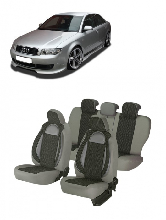 Set huse scaune compatibile Audi A4 B6 (2002-2008) Piele + Textil [1]