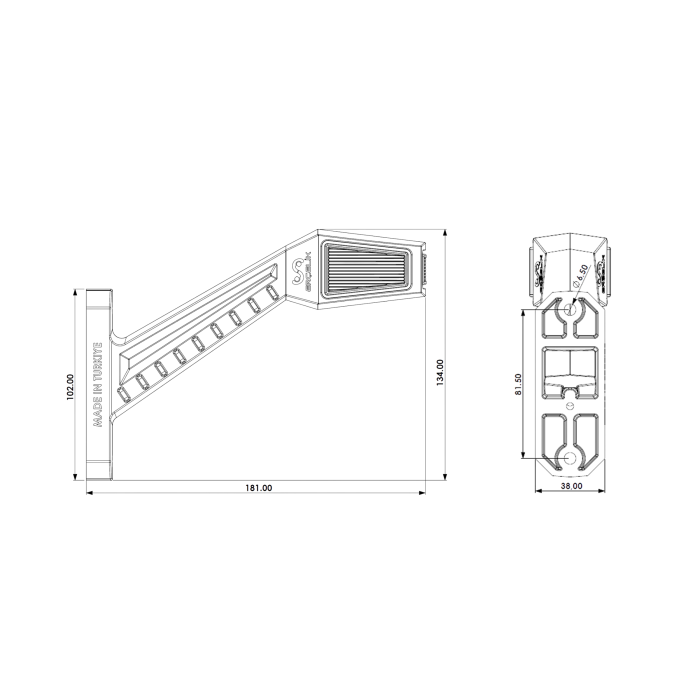 Set lumini de semnalizare LED cu claxon, 3 poziții - galben, alb, roșu, 180 mm, 12V-24V [6]