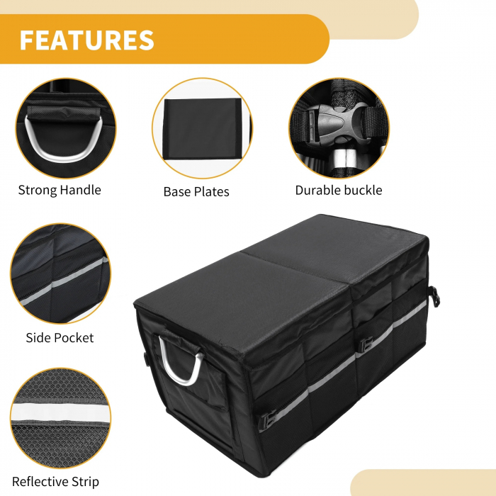 Organizator de portbagaj multifunctional, impermeabil, pliabil cu manere din aluminiu [4]