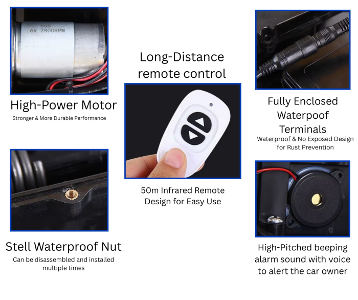 Blocator automat pentru locul de parcare cu telecomanda motor mare si puternic, 4 buc. baterii litiu-ion 3000 mAh si incarcator [6]