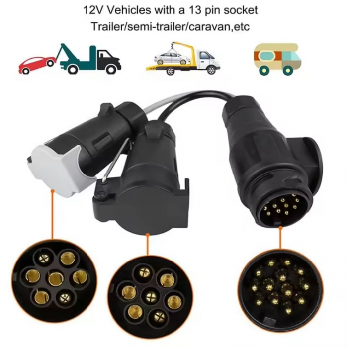 Adaptorul de priză pentru cârlig de remorcare de la 13 la 7 pini, 12V [4]