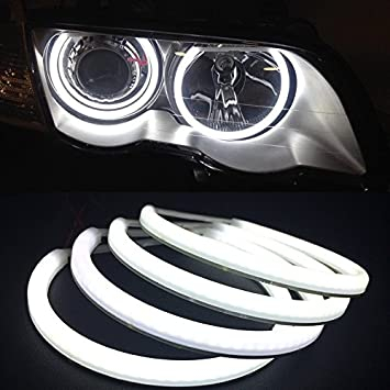 Angel Eyes COTTON compatibil BMW E46 fara lupa. Lumina: alba DRL + semnalizare galbena [2]