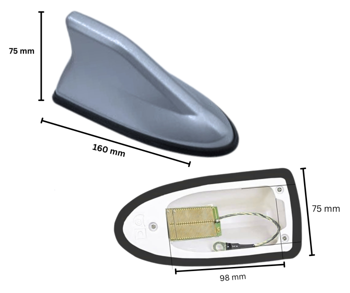 Antena auto activa tip shark fin cu amplificator integrat - universala, imbunatateste semnalul, Gri [4]