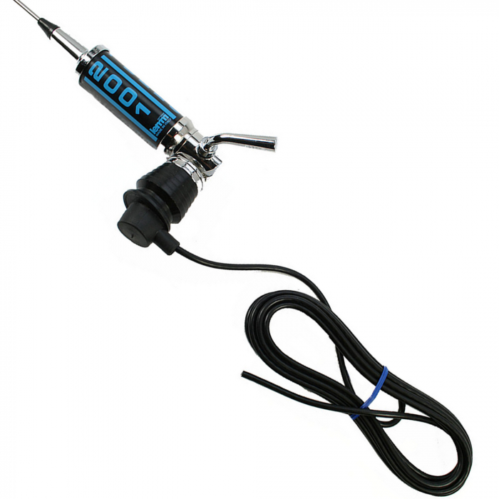 Antena CB LEMM Turbo 2001 Classic AT2001C, lungime 200 cm, castig 6.5dB, 26-28.5MHz, 2000W, montura fixa, cablu RG58 4m, fabricat in Italia [4]