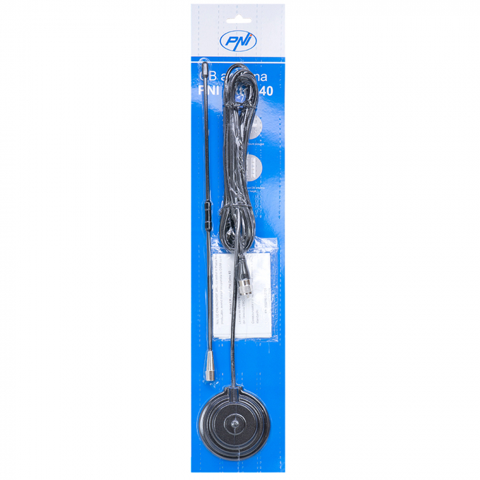 Antena CB PNI Extra 40, cu magnet inclus, lungime 45 cm, 30W, 26-30MHz, SWR 1.0, fibra de sticla [6]