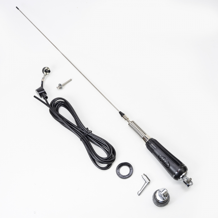 Antena CB PNI LED 1000 rabatabila, 80 cm lungime, cu cablu si montura fixa tip fluture, 26-30 MHz, 300 Watt, ilumineaza in timpul emisiei [13]