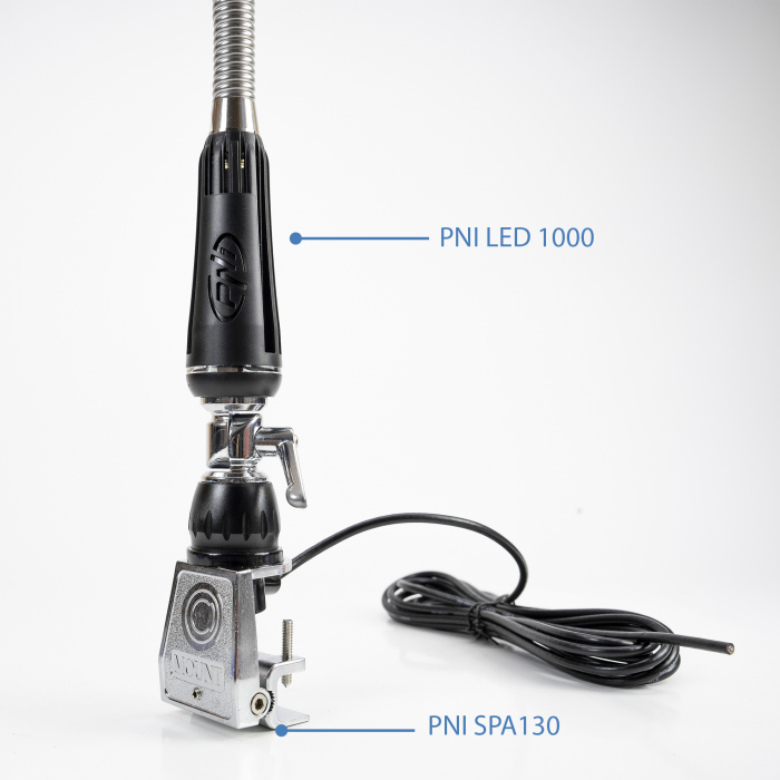 Antena CB PNI LED 1000 rabatabila, 80 cm lungime, cu cablu si montura fixa tip fluture, 26-30 MHz, 300 Watt, ilumineaza in timpul emisiei [16]