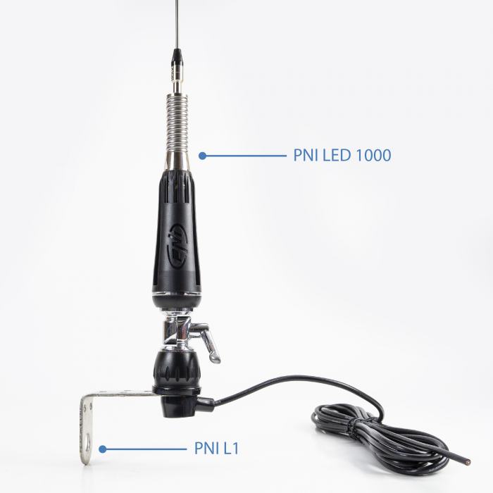 Antena CB PNI LED 1000 rabatabila, 80 cm lungime, cu cablu si montura fixa tip fluture, 26-30 MHz, 300 Watt, ilumineaza in timpul emisiei [14]