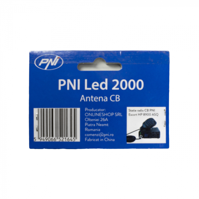 Antena CB PNI LED 2000 cu filet SO-239, lungime 90 cm, 26-28 MHz, 500 Watt, ilumineaza in timpul emisiei [7]