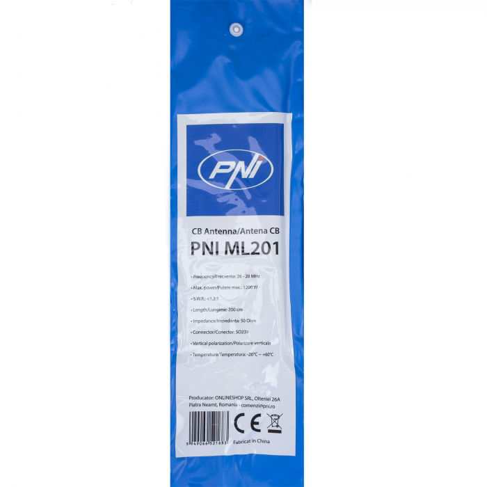 Antena CB PNI ML201 Black, lungime 201cm, 26-28MHz, 1200W cu inclinare la 90 de grade [8]