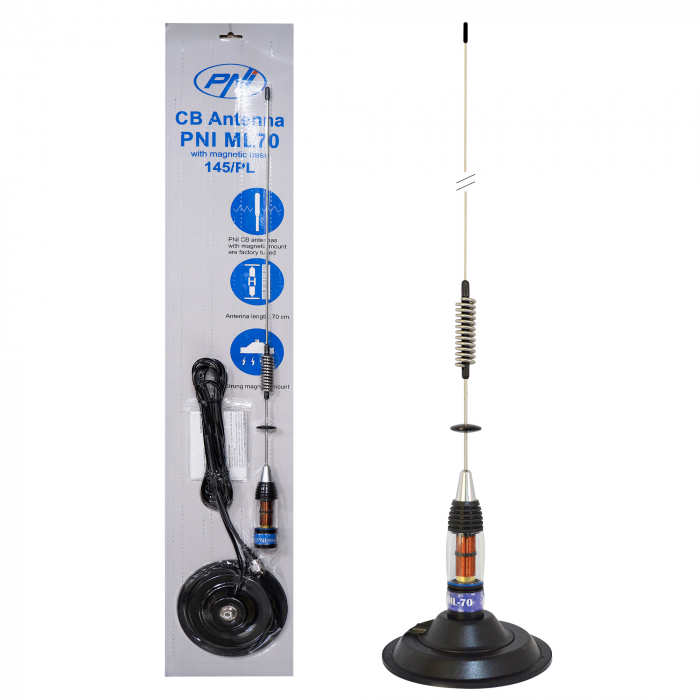 Antena CB PNI ML70 lungime 70cm, 26-30MHz, 200W, magnet 145 mm inclus [12]