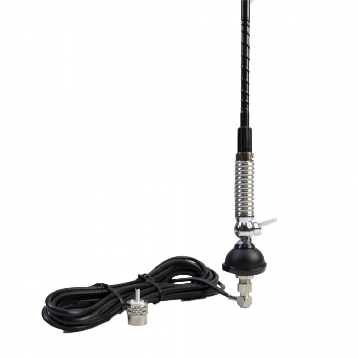 Antena CB PNI S60 cu fluture, lungime spic 59 cm, cu montura, cablu 4 m si mufa PL, fibra de sticla [10]