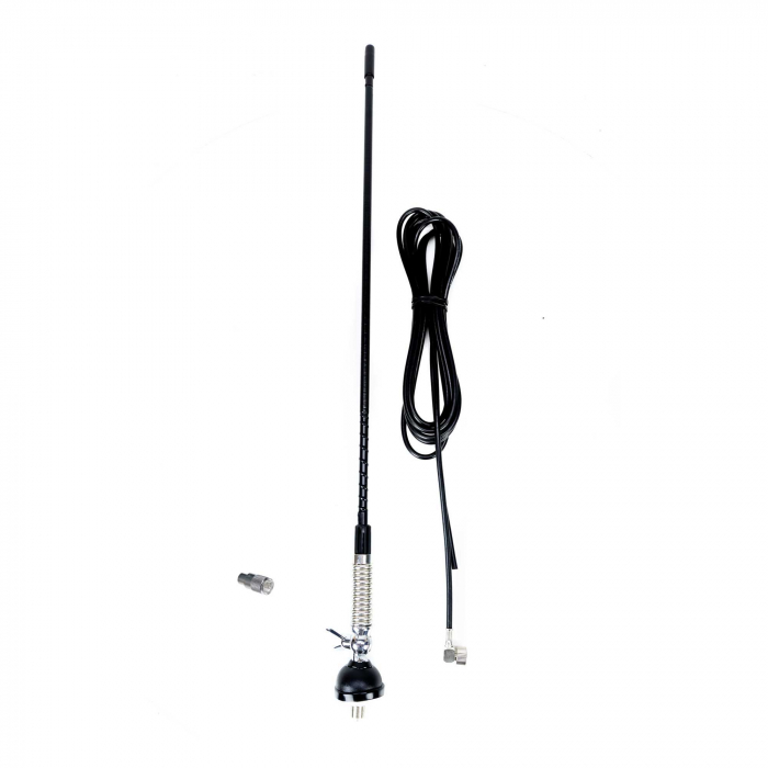 Antena CB PNI S60 cu fluture, lungime spic 59 cm, cu montura, cablu 4 m si mufa PL, fibra de sticla [6]