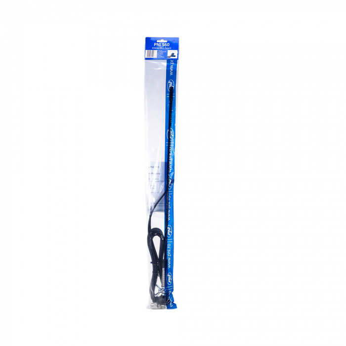 Antena CB PNI S60 cu fluture, lungime spic 59 cm, cu montura, cablu 4 m si mufa PL, fibra de sticla [12]