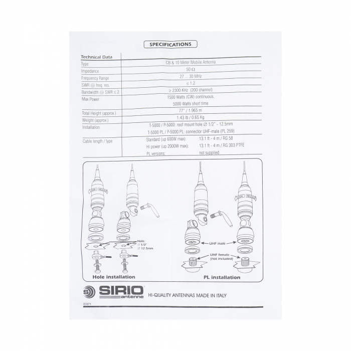 Antena CB Sirio Performer 5000 PL, 196.5cm fara cablu [6]