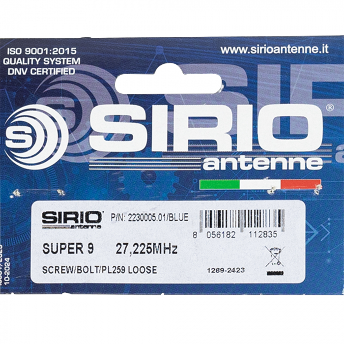 Antena CB Sirio SUPER 9 cu fluture, lungime 155 cm, 27 - 28.5 MHz, 250W, montura, cablu RG58 de 4m si mufa PL259 incluse [9]