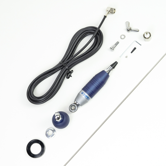 Antena CB Sirio SUPER 9 cu fluture, lungime 155 cm, 27 - 28.5 MHz, 250W, montura, cablu RG58 de 4m si mufa PL259 incluse [8]