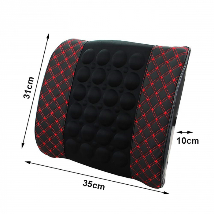Aparat electric masaj lombar si cervical, pentru scaun auto, alimentare la bricheta, Negru-Rosu [2]