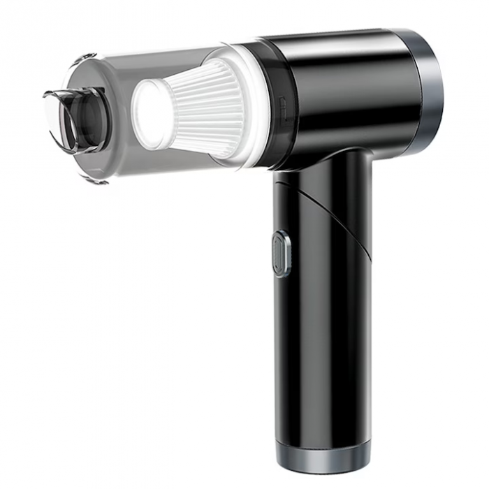 Aspirator auto portabil multifuncțional 9000Pa 3 în 1 negru USB reîncărcabil, cu duze și filtru HEPA [3]
