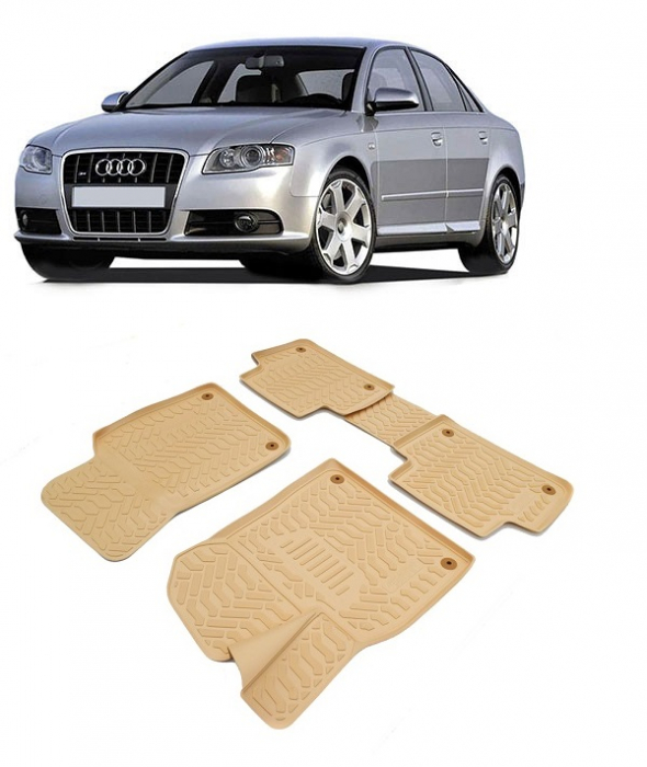 Covorase cauciuc tip tavita Bej Audi A4 B6/B7 (2000-2008) [1]