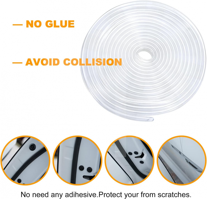 Banda de protectie usi, Cauciuc/Plastic, 5 m, Transparent [6]