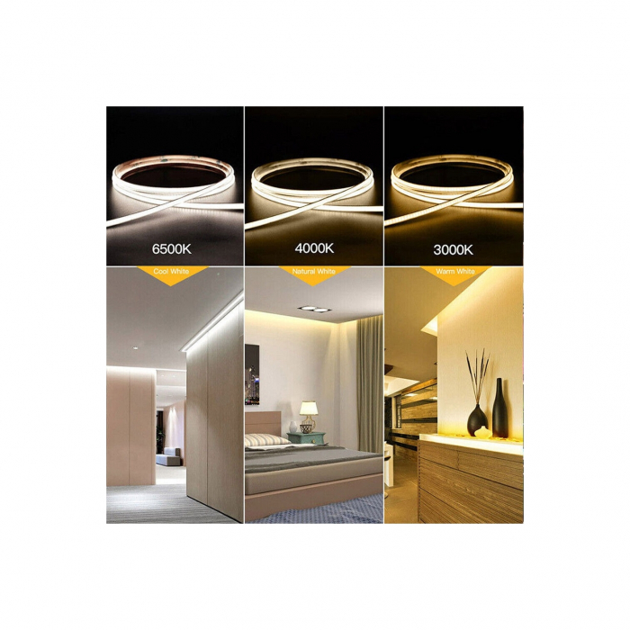 Banda LED COB latime 8mm 12V , alb rece , 5 metri ,12W/metru [4]