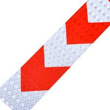 Banda reflectorizanta alba cu sageata rosie 5cm x 25m [2]