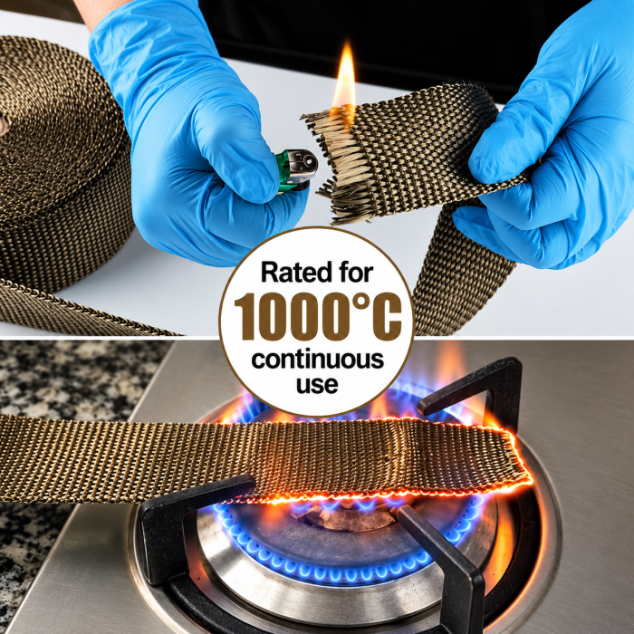 Banda termica termoizolanta, galerii evacuare, tobe de esapament, auto, moto, 1000°C, 5 cm x 12 m, Titanium [5]