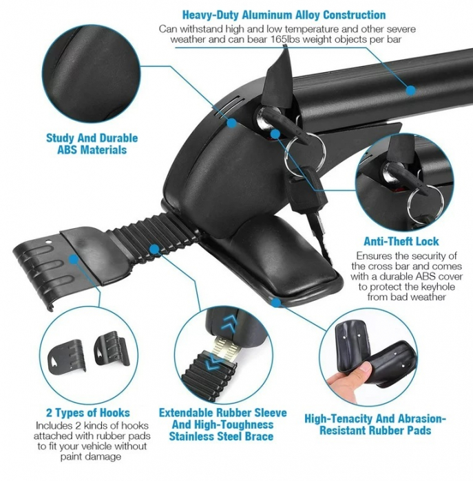 Bare Portbagaj Transversale Aluminiu Volkswagen Passat (2004-2009) cu cheie-set 2 bucati [4]