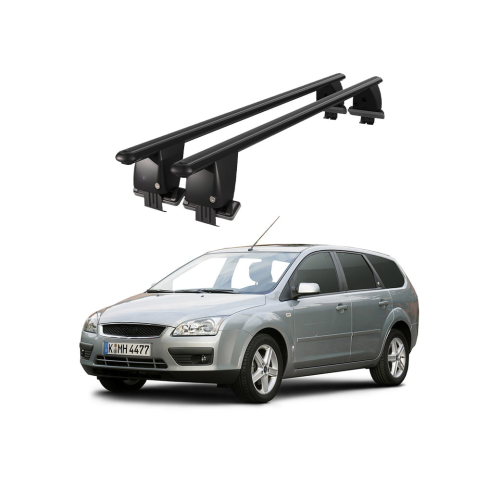 Bare transversale portbagaj auto aluminiu compatibile plafon neted Ford Focus II Combi 2004-2011 argintii sau negre [2]