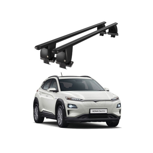 Bare transversale portbagaj auto aluminiu compatibile plafon neted Hyundai Kona Electric 2018-> argintii sau negre [2]