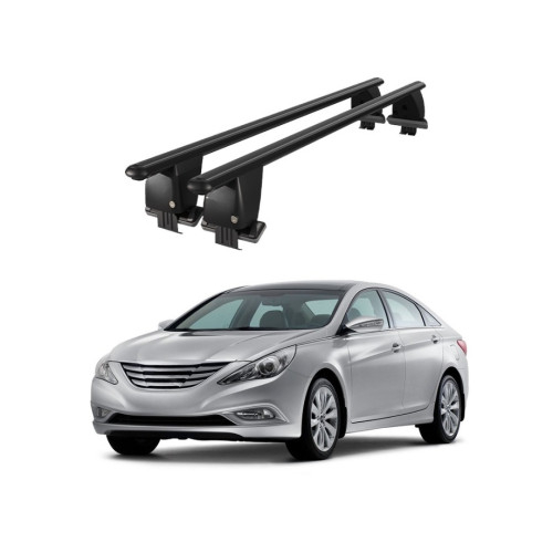 Bare transversale portbagaj auto aluminiu compatibile plafon neted Hyundai Sonata VI YF 2009-2014 argintii sau negre [2]