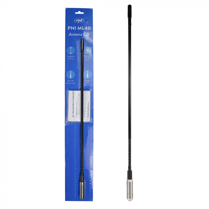 Bax 50 bucati antene CB PNI ML40, lungime 57 cm, cu adaptor filetat tata-tata M6 la M5 inclus [1]