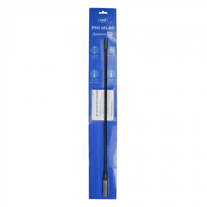 Bax 50 bucati antene CB PNI ML40, lungime 57 cm, cu adaptor filetat tata-tata M6 la M5 inclus [5]