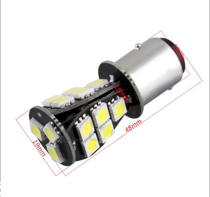 Bec BAY15D 18 LED LUX SMD 5730 doua faze CANBUS 24V. [1]