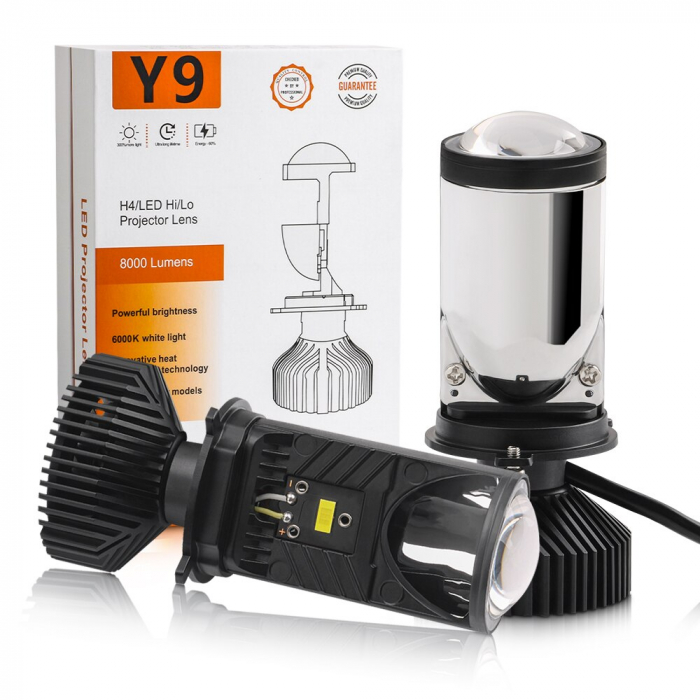 Set Becuri cu LED H4 2 faze cu lupa 8000lumen 30W 12V [1]