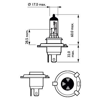 BEC FAR H4 P43t 60/55W 12V VISION (cutie) PHILIPS [2]