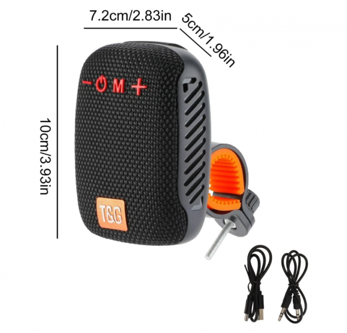 Boxă Bluetooth portabilă cu radio, card de memorie, AUX, USB și suport pentru bicicletă și motocicletă, Neagră [2]